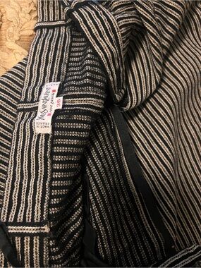 Yves Saint Laurent Black and Cream Striped Women’s Pants